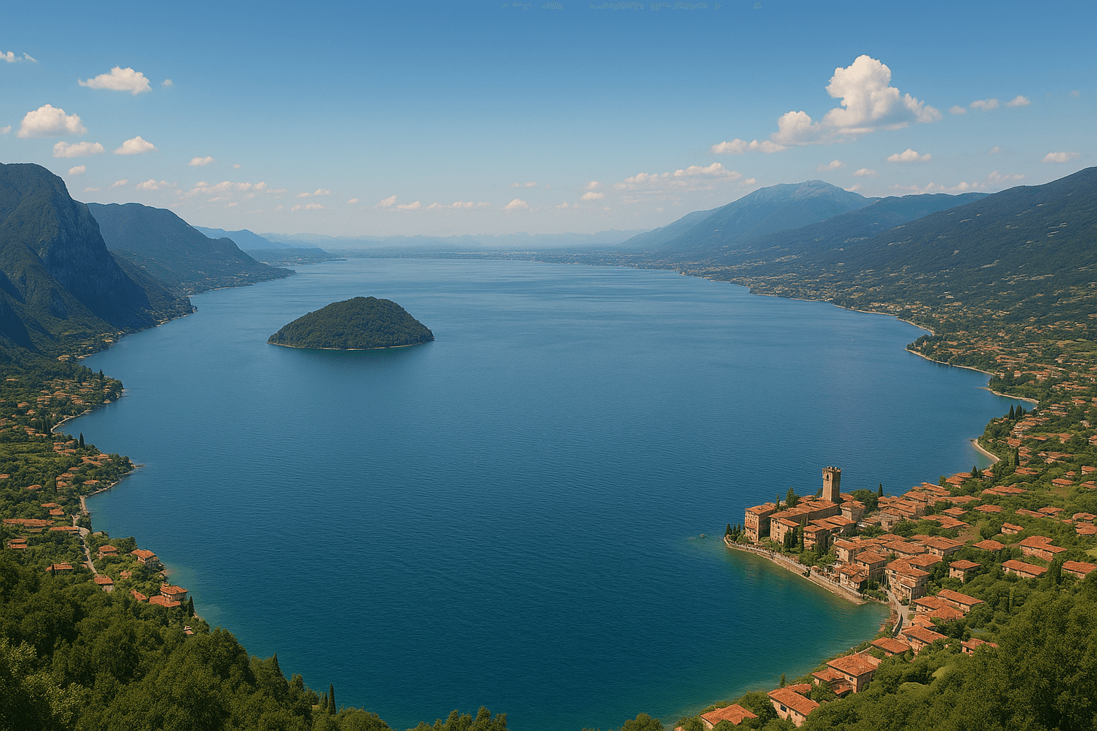 Lake Garda and Sirmione seen from above